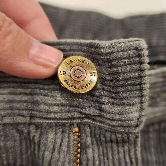 Lauren Ralph Lauren Green Label Gray Corduroy Pants Straight Leg Women's Size 10 - Picture 11 of 11